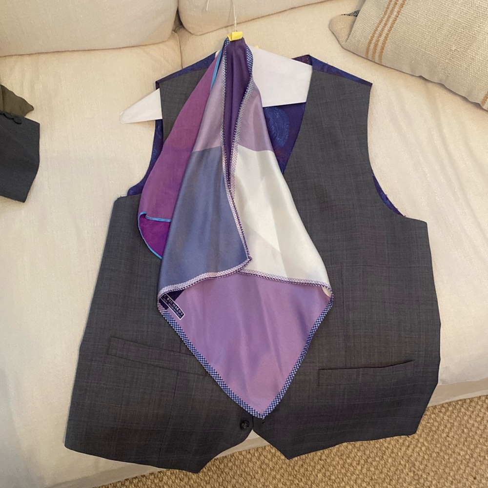 Custom suit vest and pocket squares